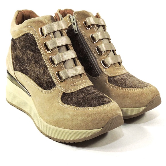 REPO 🇮🇹 WOMEN'S BEIGE COMFORT WINTER WEDGE BOOTIE - Picture 2 of 8